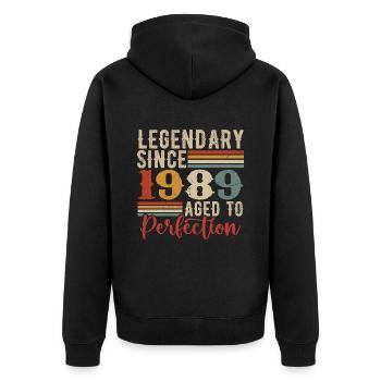 Legendary Since 1989 Birthday Gift 1989 - Unisex Premium Organic Zip Hoodie - black - Back - Nico (187cm)