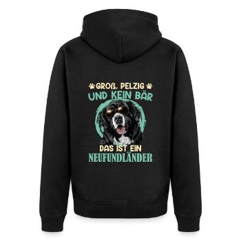 Neufundländer GROSS PELZIG UND KEIN BÄR Lustiges - Unisex Premium Bio Zip Hoodie - Schwarz - Hinten - Nico (187cm)