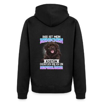 Neufundländer DAS IST MEIN MENSCHEN KOSTÜM Lustig - Unisex Premium Bio Zip Hoodie - Schwarz - Hinten - Nico (187cm)