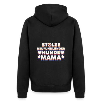 Newfie STOLZE NEUFUNDLÄNDER HUNDEMAMA Frauen - Unisex Premium Bio Zip Hoodie - Schwarz - Hinten - Nico (187cm)