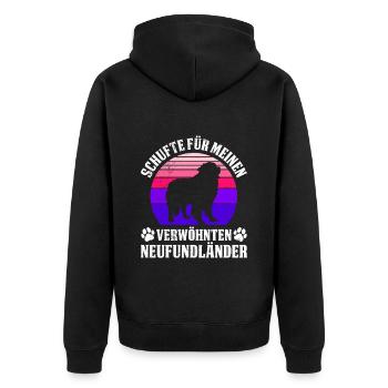 Newfie SCHUFTE FÜR MEINEN VERWÖHNTEN NEUFUNDLÄNDER - Unisex Premium Bio Zip Hoodie - Schwarz - Hinten - Nico (187cm)
