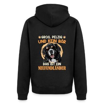 Neufundländer GROSS PELZIG UND KEIN BÄR Lustiges - Unisex Premium Bio Zip Hoodie - Schwarz - Hinten - Nico (187cm)