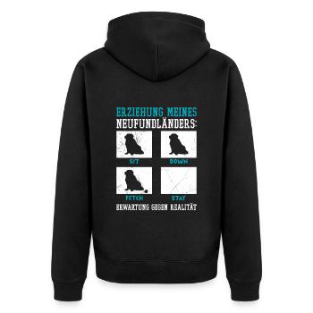 Hundetraining ERZIEHUNG MEINES NEUFUNDLÄNDERS - Unisex Premium Bio Zip Hoodie - Schwarz - Hinten - Nico (187cm)