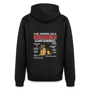 ANATOMIE DES DEUTSCHEN SCHÄFERHUNDES Lustiges - Unisex Premium Bio Zip Hoodie - Schwarz - Hinten - Nico (187cm)