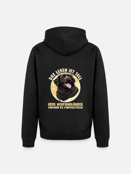 Newfie DAS LEBEN IST TOLL ABER NEUFUNDLÄNDER - Unisex Premium Bio Zip Hoodie - Schwarz
