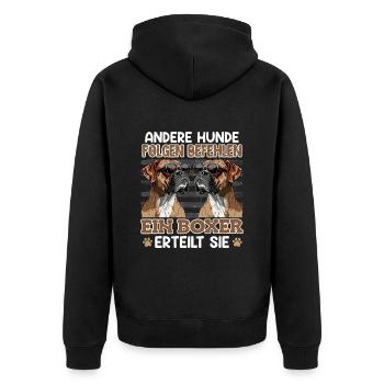 Boxer Hund EIN BOXER ERTEILT SIE Lustiges Deutsche - Unisex Premium Bio Zip Hoodie - Schwarz - Hinten - Nico (187cm)