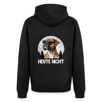Deutscher Boxer Stur HEUTE NICHT Hundebesitzer - Unisex Premium Bio Zip Hoodie - Schwarz - Hinten - Nico (187cm)