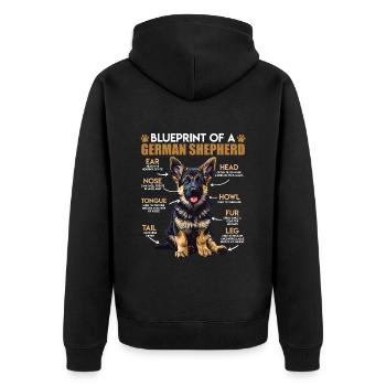 Berger allemand plan d’un berger allemand drôle - Veste à capuche bio Premium Unisexe - noir - Dos - Nico (187cm)
