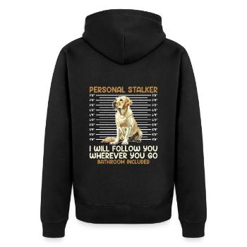 Labrador Liebhaber Persönlicher Stalker Labrador - Unisex Premium Bio Zip Hoodie - Schwarz - Hinten - Nico (187cm)