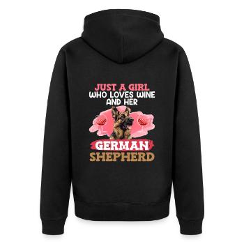 German Shepherd Just a Girl Who Loves Her German - Unisex Premium Organic Zip Hoodie - black - Back - Nico (187cm)