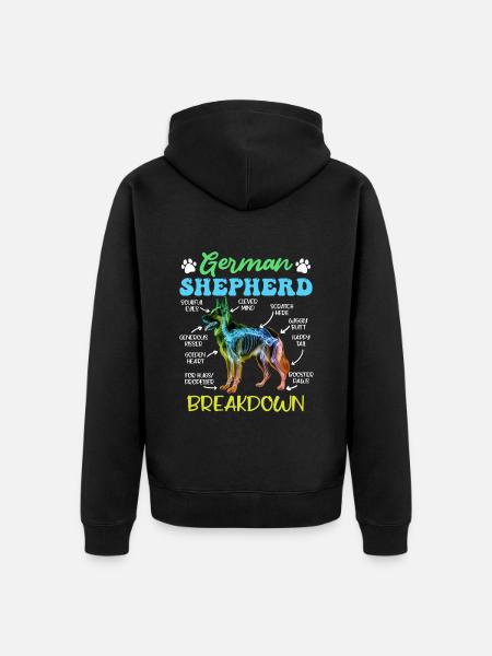 German Shepherd BREAKDOWN Lustiges Schäferhund - Unisex Premium Bio Zip Hoodie - Schwarz