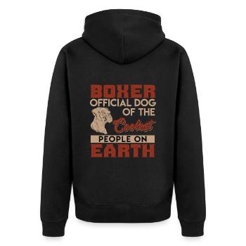 BOXER OFFICIAL DOG OF THE COOLEST PEOPLE ON EARTH - Unisex Premium Organic Zip Hoodie - black - Back - Nico (187cm)
