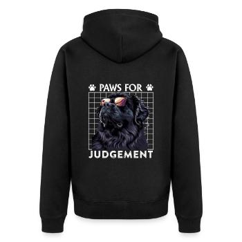 Neufundländer PAWS FOR JUDGEMENT Neufundländer - Unisex Premium Bio Zip Hoodie - Schwarz - Hinten - Nico (187cm)