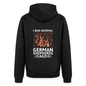 German Shepherd Owner Was Normal 2 German Shepherds - Unisex Premium Organic Zip Hoodie - black - Back - Nico (187cm)