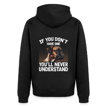 Boxer Dog IF YOU DON'T OWE ONE German Boxer - Unisex Premium Organic Zip Hoodie - black - Back - Nico (187cm)