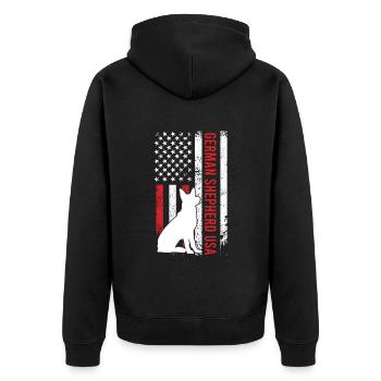 GERMAN SHEPHERD USA German Shepherd Owner - Unisex Premium Organic Zip Hoodie - black - Back - Nico (187cm)