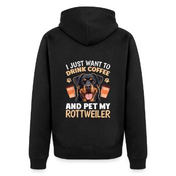 Rottie VEUT JUSTE BOIRE DU CAFÉ ET CARESSER MON - Veste à capuche bio Premium Unisexe - noir - Dos - Nico (187cm)