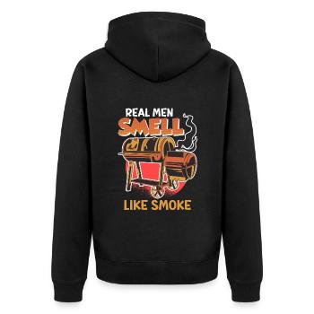 BBQ LES VRAIS HOMMES SENTENT LA FUMÉE Grillades drôles - Veste à capuche bio Premium Unisexe - noir - Dos - Nico (187cm)