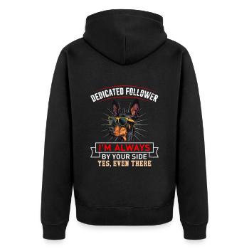 Doberman DEDICATED FOLLOWER Doberman Owner - Unisex Premium Organic Zip Hoodie - black - Back - Nico (187cm)