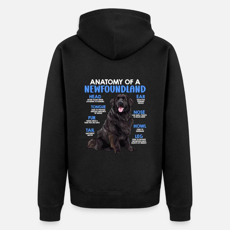 Terre-Neuve ANATOMIE D’UN TERRE-NEUVE Chiens - Veste à capuche bio Premium Unisexe - noir