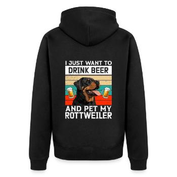 Rottie JUST WANT TO DRINK BEER Propriétaire de Rottweiler - Veste à capuche bio Premium Unisexe - noir - Dos - Nico (187cm)