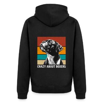 Boxeur allemand CRAZY ABOUT BOXER Drôle - Veste à capuche bio Premium Unisexe - noir - Dos - Nico (187cm)