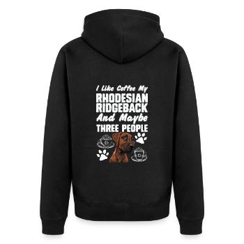 Hundebesitzer LIKE COFFEE MY RHODESIAN RIDGEBACK - Unisex Premium Bio Zip Hoodie - Schwarz - Hinten - Nico (187cm)