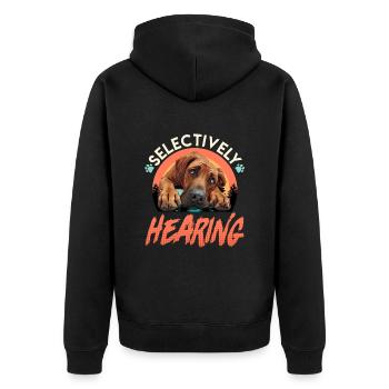 Rhodesian Ridgeback Drôle ÉCOUTE SÉLECTIVE - Veste à capuche bio Premium Unisexe - noir - Dos - Nico (187cm)