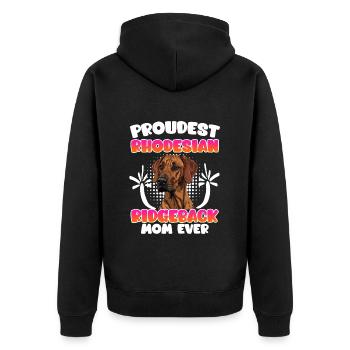 Rhodesian Ridgeback PROUDEST RIDGEBACK MOM EVER - Unisex Premium Organic Zip Hoodie - black - Back - Nico (187cm)