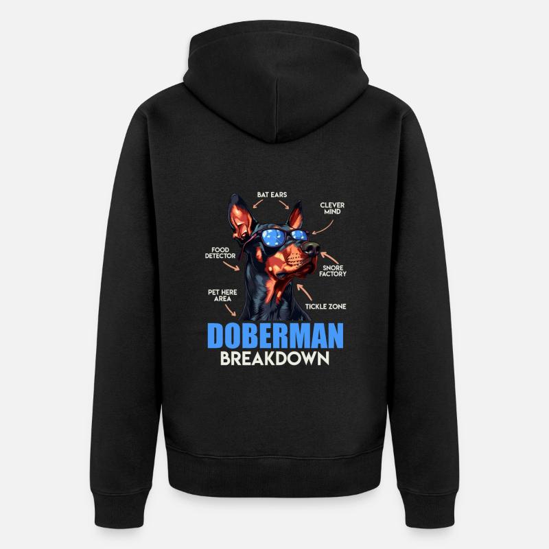 DOBERMAN BREAKDOWN Doberman Propriétaire Drôle - Veste à capuche bio Premium Unisexe - noir