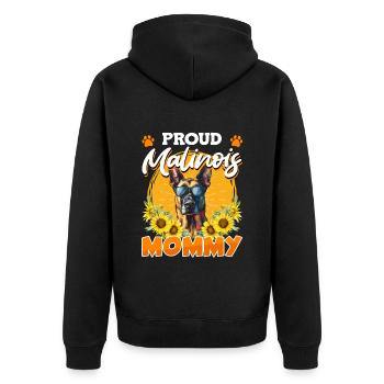 Belgischer Schäferhund STOLZE MALINOIS MAMA MUTTER - Unisex Premium Bio Zip Hoodie - Schwarz - Hinten - Nico (187cm)