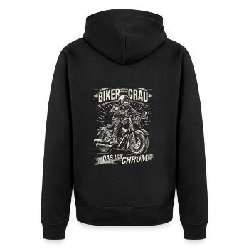 Biker werden nicht grau Motorradfahrer & Biker Opa - Unisex Premium Bio Zip Hoodie - Schwarz - Hinten - Nico (187cm)