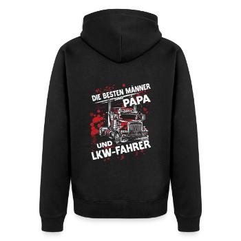 Die besten Männer sind Papa & LKW fahrer Vatertag - Unisex Premium Bio Zip Hoodie - Schwarz - Hinten - Nico (187cm)