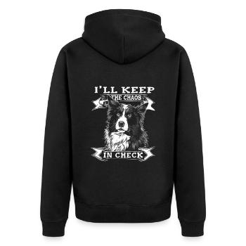 I'll keep the chaos in check Border Collie | Canine - Unisex Premium Organic Zip Hoodie - black - Back - Nico (187cm)