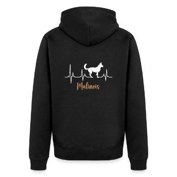 Belgian Shepherd Owner Heart Palpitations - Unisex Premium Organic Zip Hoodie - black - Back - Nico (187cm)
