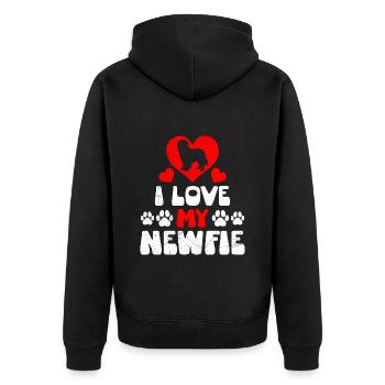 Propriétaires de chiens J’AIME MES AMOUREUX NEWFIE - Veste à capuche bio Premium Unisexe - noir - Dos - Nico (187cm)