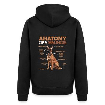 ANATOMIE MEINES MALINOIS Belgischer Schäferhund - Unisex Premium Bio Zip Hoodie - Schwarz - Hinten - Nico (187cm)