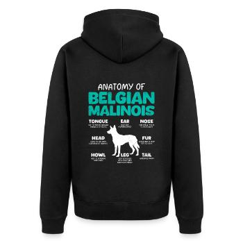 Belgian Shepherd ANATOMY OF A BELGIAN - Unisex Premium Organic Zip Hoodie - black - Back - Nico (187cm)