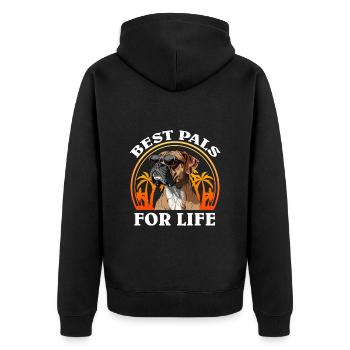 German Boxer BEST PALS FOR LIFE Cool - Unisex Premium Organic Zip Hoodie - black - Back - Nico (187cm)