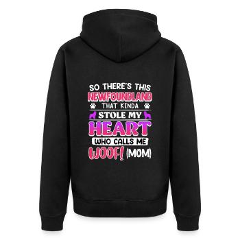 Neufundländer THERE IS THIS NEWFOUNDLAND MOM - Unisex Premium Bio Zip Hoodie - Schwarz - Hinten - Nico (187cm)