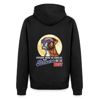 Boxer allemand MAIS LES BOXEURS SONT LES MEILLEURS Cooles - Veste à capuche bio Premium Unisexe - noir - Dos - Nico (187cm)