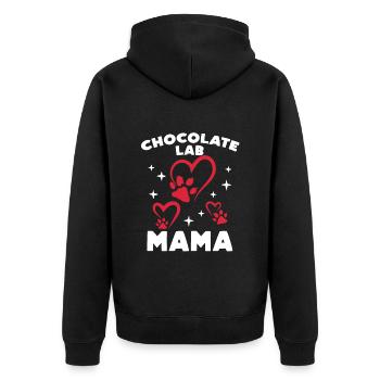 Dog mom CHOCOLATE LAB MOM Labrador owner - Unisex Premium Organic Zip Hoodie - black - Back - Nico (187cm)