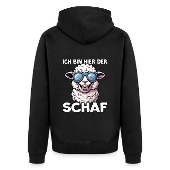 Schäff | Chef | Teamleiter | Abteilungsleiter - Unisex Premium Bio Zip Hoodie - Schwarz - Hinten - Nico (187cm)
