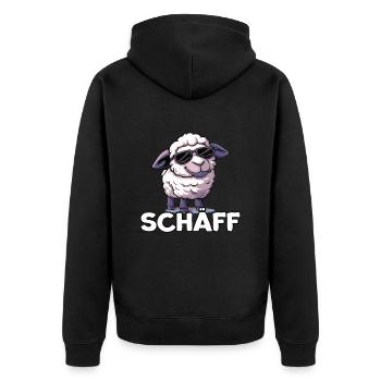 Schäff | Chef | Teamleiter | Abteilungsleiter - Unisex Premium Bio Zip Hoodie - Schwarz - Hinten - Nico (187cm)