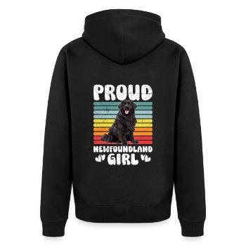 Newfoundland PROUD NEWFIE GIRL NEWFOUNDLAND - Unisex Premium Organic Zip Hoodie - black - Back - Nico (187cm)