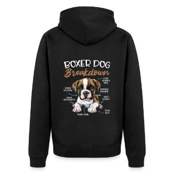 BOXER DOG BREAKDOWN German Boxer Funny - Unisex Premium Organic Zip Hoodie - black - Back - Nico (187cm)