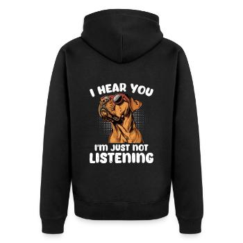 Ridgeback JE T’ENTENDS, JE N’ÉCOUTE PAS - Veste à capuche bio Premium Unisexe - noir - Dos - Nico (187cm)