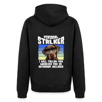 Labrador Dog PERSONAL STALKER I'LL FOLLOW YOU - Unisex Premium Organic Zip Hoodie - black - Back - Nico (187cm)
