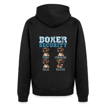 Boxer allemand Propriétaire BOXER SECURITY Drôle - Veste à capuche bio Premium Unisexe - noir - Dos - Nico (187cm)