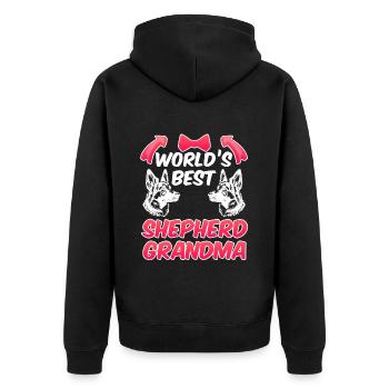 Deutscher Schäferhund WORLD'S BEST SHEPHERD - Unisex Premium Bio Zip Hoodie - Schwarz - Hinten - Nico (187cm)